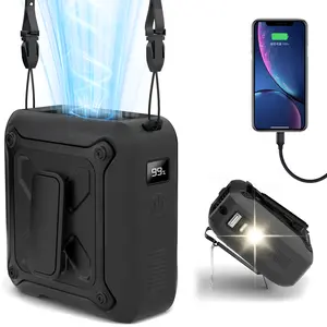 【Father's Day Gifts】FrSara Portable Waist Fan, 8000mAh PowerBank, with 5-Speed ​​​​Settings, silicone case, metal clip, 2 Settings including Flashlight, Travel Essential for Outdoor Camping as Power Bank, Suitable for Outdoor Work, Camping, Golf