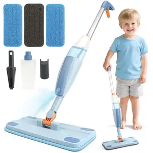 Dreamon Kids Spray Mop Real Working Toddler Cleaning Set with Water Sprayer 3 Washable Mop Pads & Scraper Pretend Play Montessori Housekeeping Toys Gifts for Toddlers Kids Girls Boys
