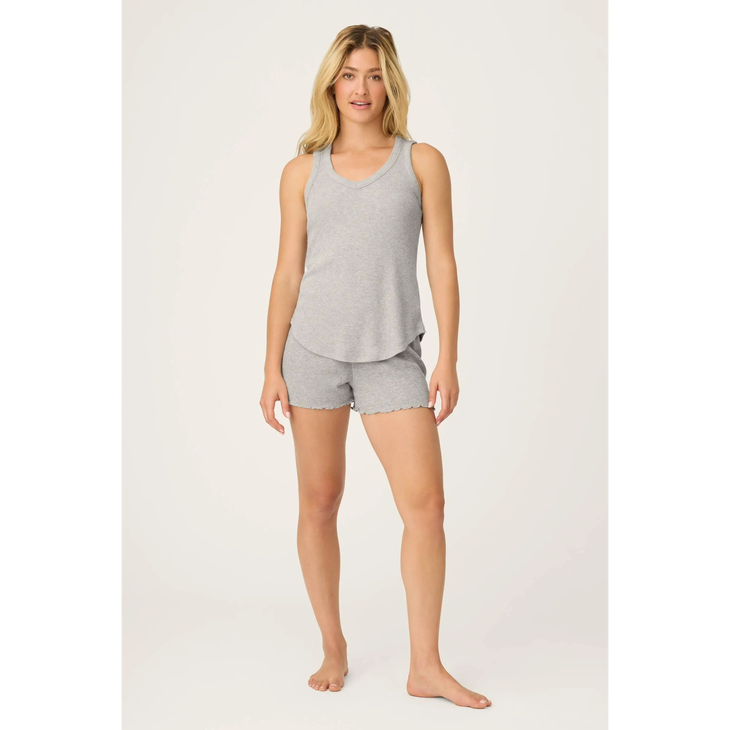 Textured Essentials Heather Grey Short PJ Set