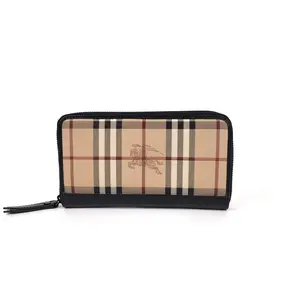 Pre-owned BURBERRY Canvas Wallet Classic Check Zip Around Long SH176