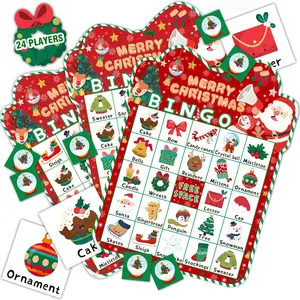 Set of 33 Christmas Bingo Game Cards, High-Quality Paper, Includes Reward Stickers, Perfect for Family Parties, Holiday Activities, Family Fun Game