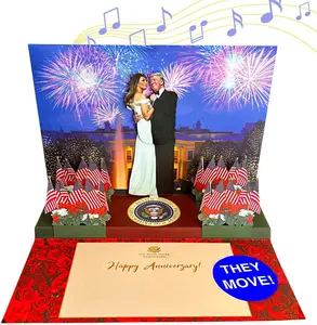 Trump Pop Up Anniversary Card with Real Voice, Lights & Music - 3D Scene Plays Happy Anniversary in Donald Trump's Voice - Funny Novelty Greeting Card for Couple, Husband & Wife (Dancing)