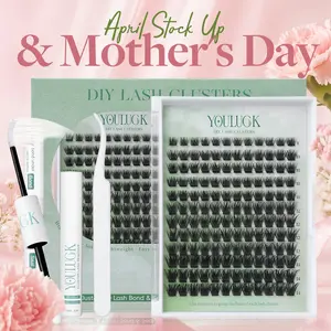 YOULUCK Enchantress Lashes Clusters DIY Lash Extension Kit Waterproof Long-Lasting Fluffy & Weightless Look with Ultra-Thin Band Glue Remover Tweezer for Beginners