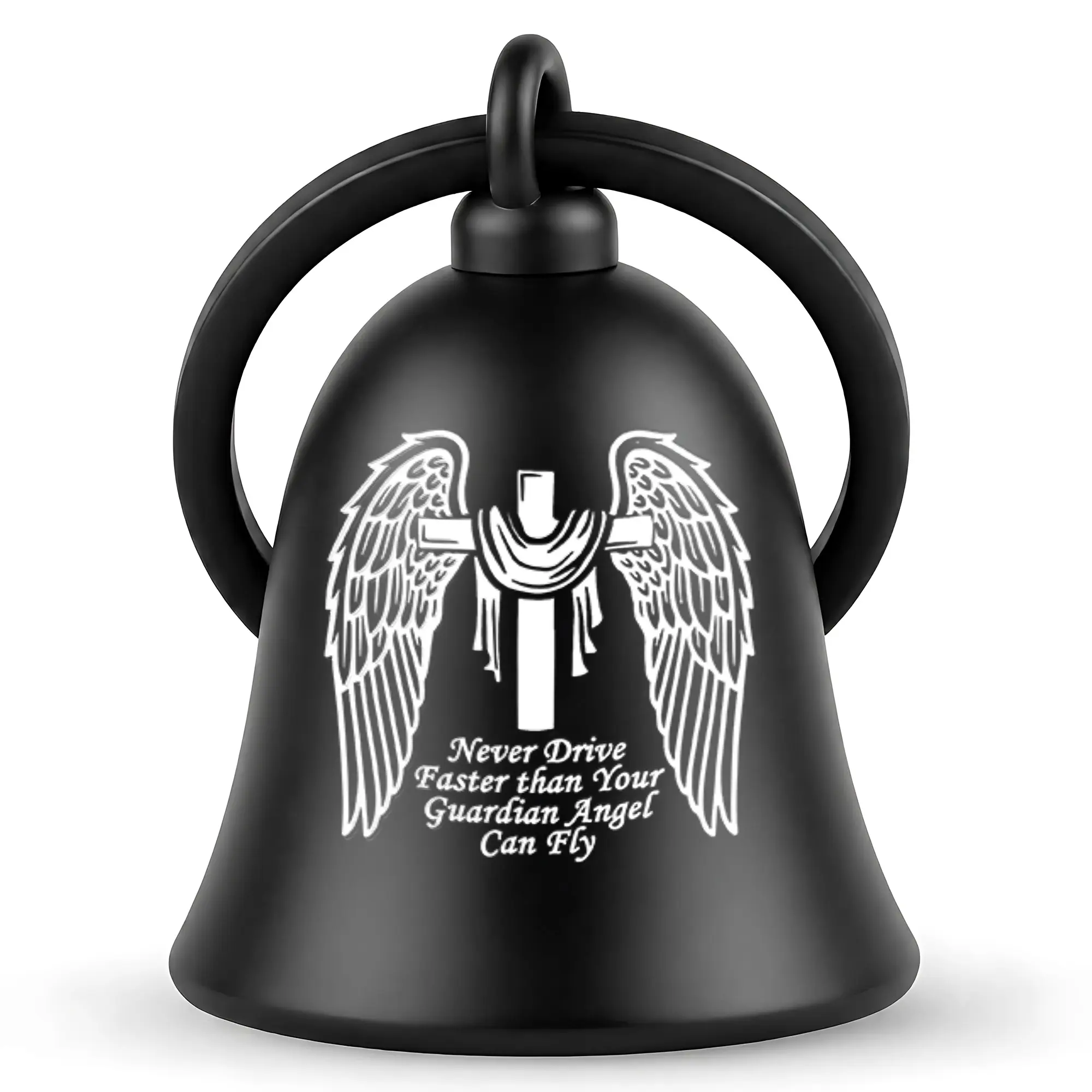 Guardian Angel Motorcycle Bell – Motorbike Accessories Gift | Gifts for Biker | Never Drive Faster Than Your Guardian Angel Can Fly