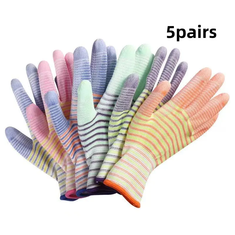 Random Color Striped Pattern Gardening Gloves, Non-slip & Wear-resistant Gardening Gloves, Multipurpose Outdoor Work Gloves for Men & Women, Gloves Bulk