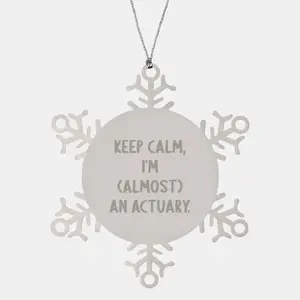 Keep Calm I Am Almost An Actuary Snowflake Ornament Stainless Steel Christmas Gift For Actuaries