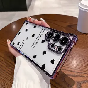 Black Love Suitable For Samsung Phone Cases Galaxy S24/Galaxy S24 Plus/Galaxy S24 Ultra Cute Fashionable Trendy And Protective Phone Cas Shockproof Protector Cellphone