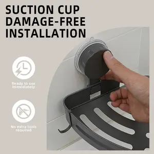 No-Drill Suction Shower Corner Shelf – Strong Hold Bathroom Organizer, Renter Friendly & Space Saving