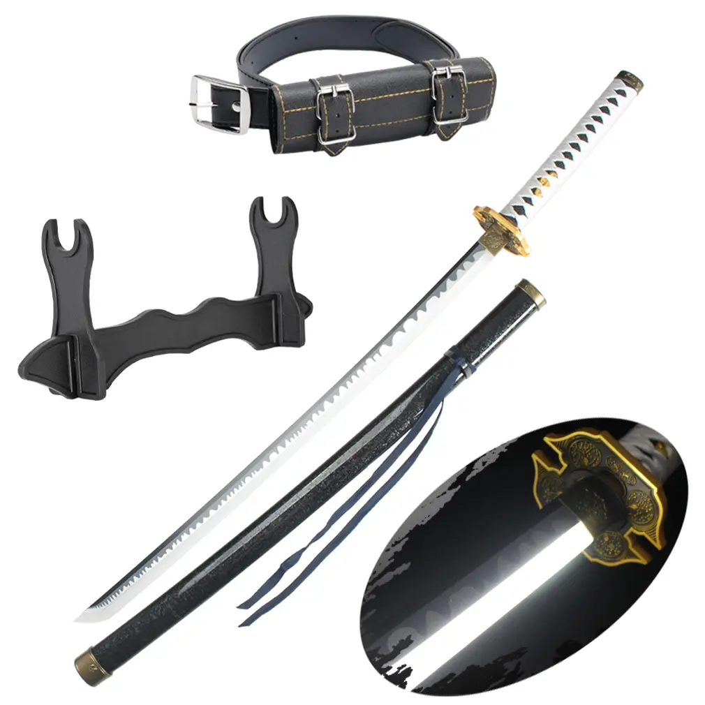 ELERVINO 41-In LED Glowing Blade Sword - Devil May Cry Yamato Vergil 5 Sword with Black Belt, Holder Stand Display - Anime Cosplay Prop for Halloween, Collection Decoration Gift, Glowing Blade Swords