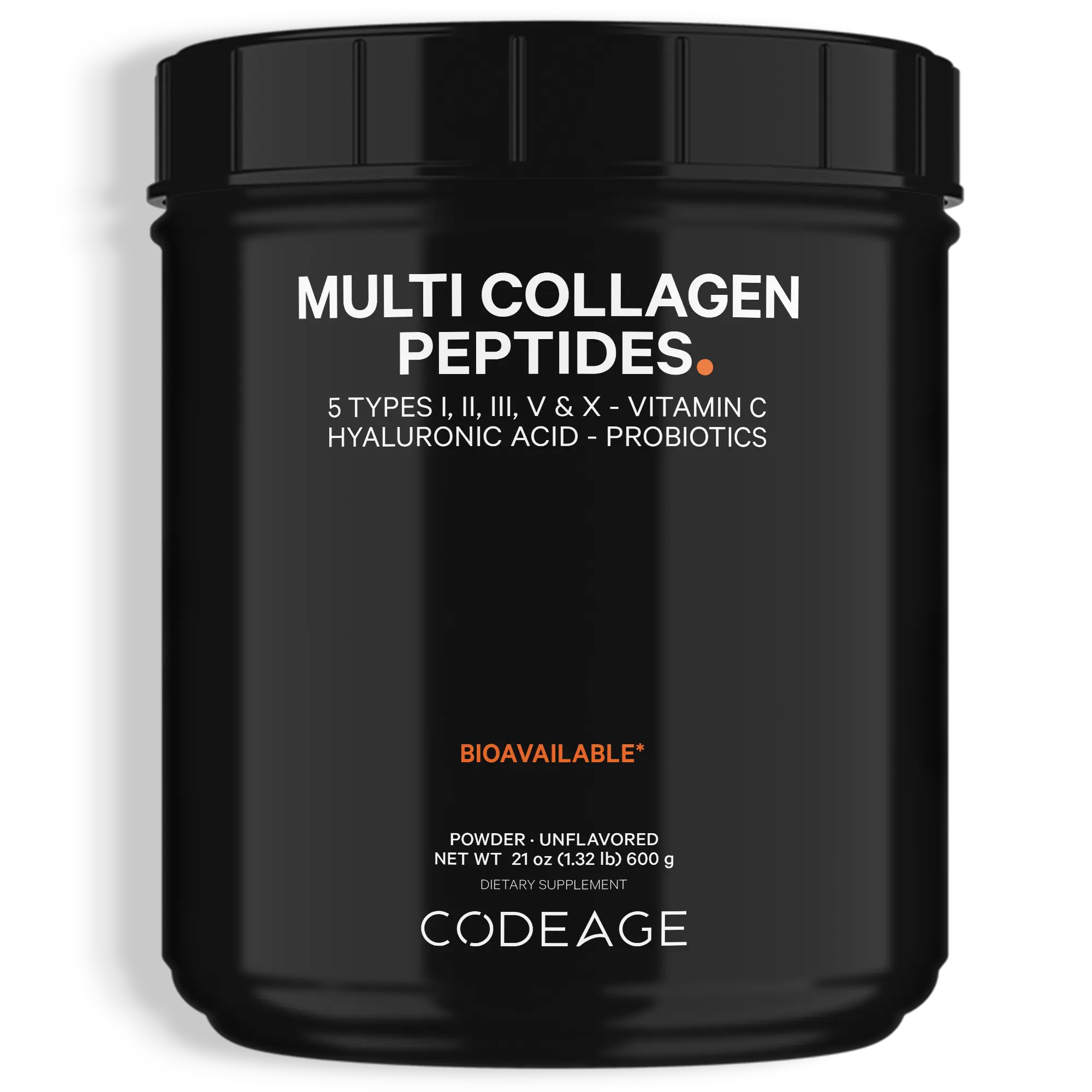 Multi Collagen Peptides Powder + Probiotics Black Edition Large Multi Collagen Peptides Powder + Probiotics Black Edition Large