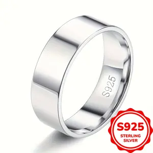 [3.2g Sterling Silver Dome Ring] 6mm 925 Sterling Silver Ring High Polish Plain Dome Wide Wedding Band Engagement Stacking Ring Comfort Fit Jewelry Gifts (3.2g)