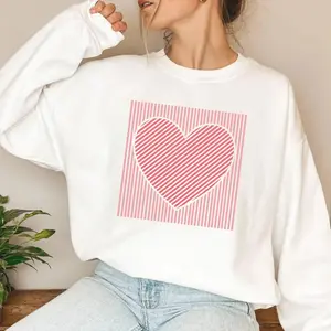 Retro Heart Sweatshirt: Trendy Womens Clothing Valentines Day Sweater Love Galentines Girly Pink Crewneck Pullover- Gifts For Her