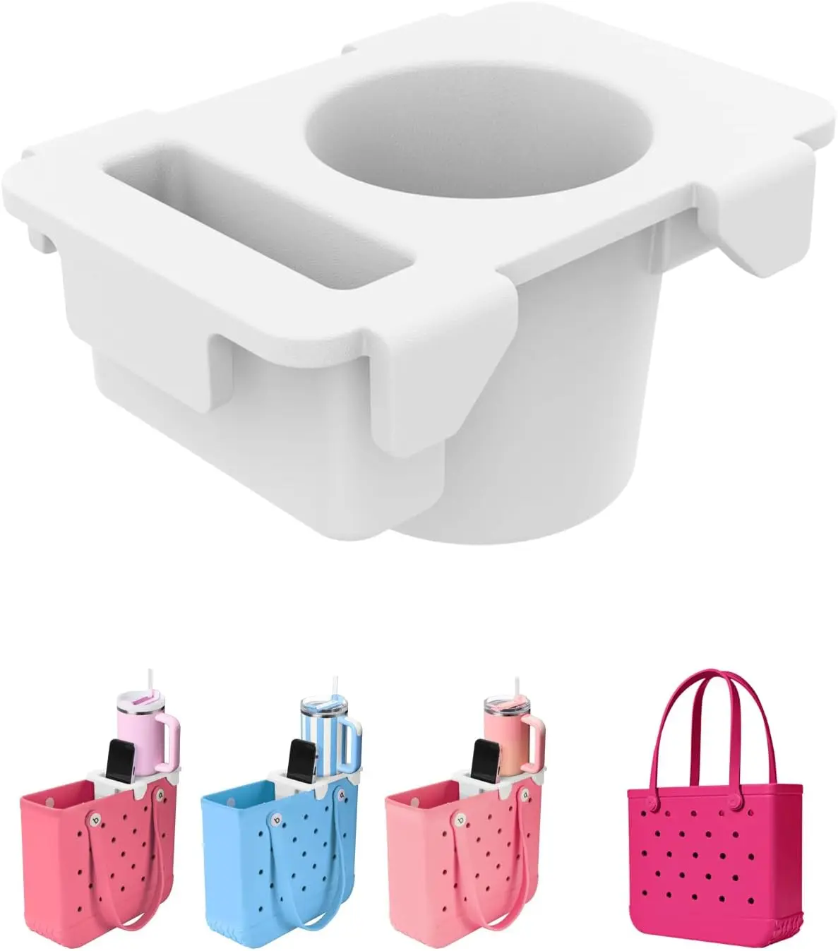 Topper Tray Accessory for Bogg  Bag Medium - Fit for  cup - Women Phone Holder for  - Divider And Organizer for Bogg Mid-Sized Tote Bag -  Pending(White)