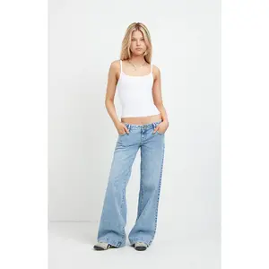Pacsun Women's Kaia Ultimate Low Rise Baggy Jeans Stretch Light Blue