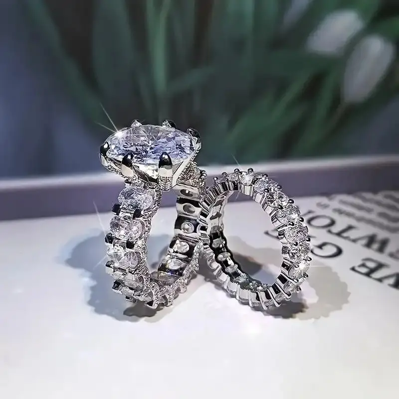 [8Ct Moissanite Ring] 8 Carat Moissanite S925 Silver Wedding Ring Set |                                 Engagement, Commemorative, Mother's Day Gift for Wives, Girlfriends