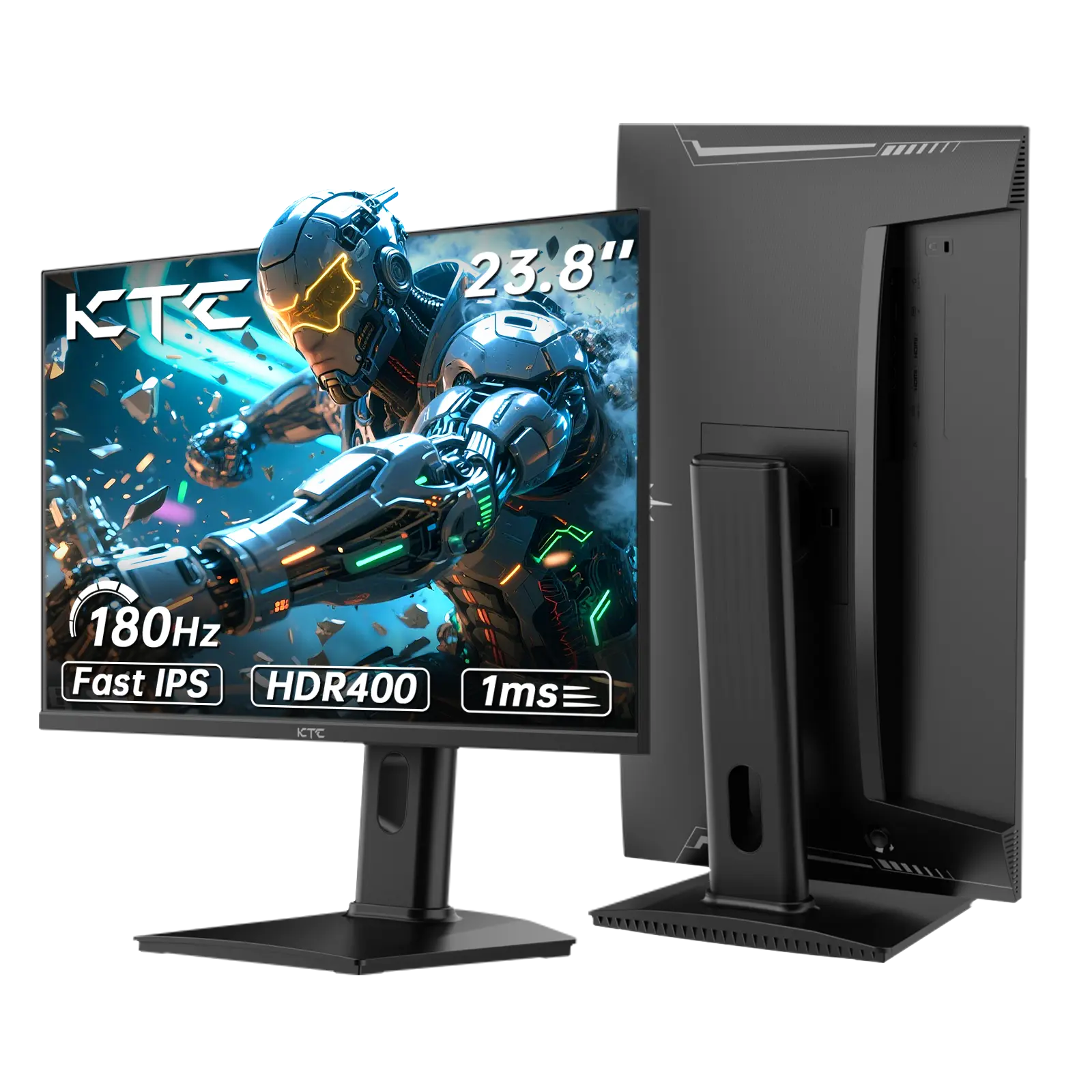 KTC 24" 2K QHD 180Hz HDR400 Gaming Monitor, Fast IPS 2560*1440p Computer Monitor, Up to 185Hz, 1ms, G-Sync/FreeSync, Height Adjustable, 2 x HDMI, 1 x DP, H24T7, Pc Computer Screen, Dual Hdmi Ports