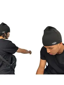 Two-Piece Set Street Style Caps for Men and Women, Unisex Hip-Hop Culture No Brim Hats with Embroidered Letters, All-Season Casual Headwear, Beanie Fitted