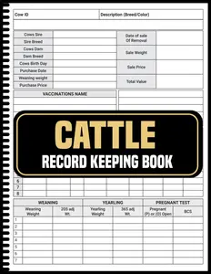 Cattle Record Keeping Book: 110-Page Ledger for Herd Management, Farm Operations, Beef Calving Log, Calves Journal, Cow Income Tracking, Bull Breeding Log, Cow Production History Card, Expense Tracker, Bull Breeding Record, Expense Records Monthly Budget