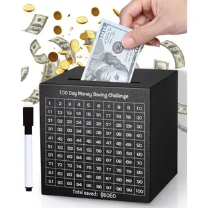 Money Saving Box, Unbreakable Piggy Bank for Adults Save $5,050 Metal Savings Box, 100 Day Money Saving Challenge Stainless Steel Box Must Break to Open 4.72 Inch