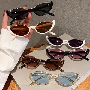 The Fortune Family Vintage Retro Cat Eye Mirrored Sunglasses Metal Rim Frames - Sleek Narrow Sunglasses, Round Eye Glasses, Half Rim Frames Shades