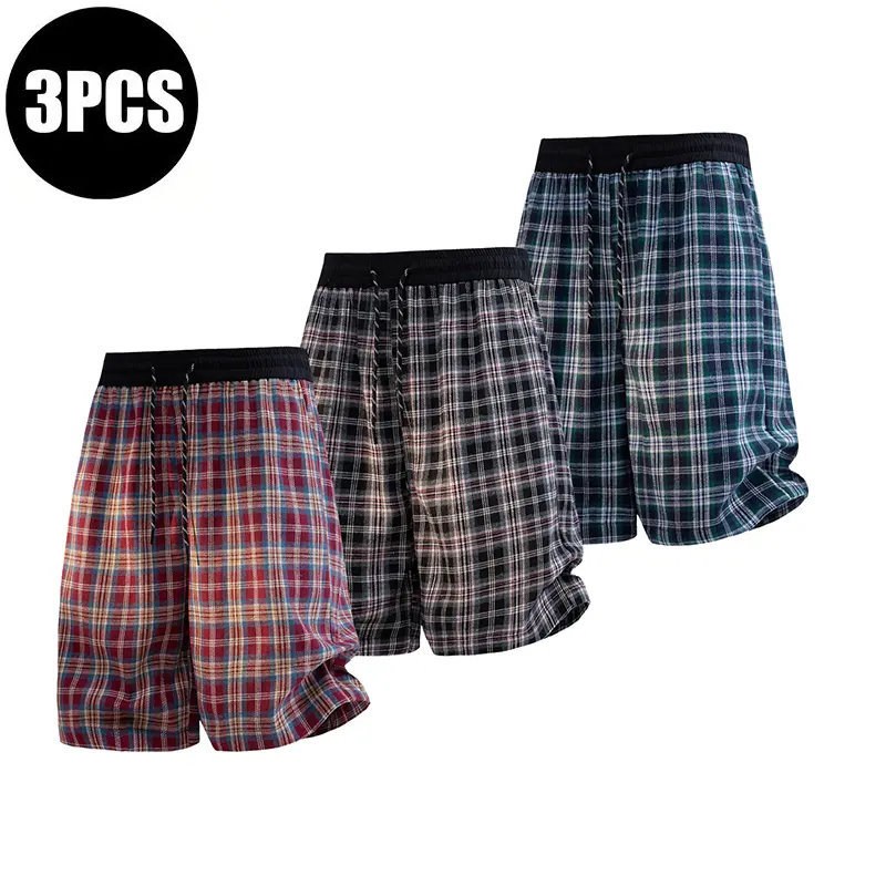 Retro Plaid Shorts Suitable for both men and women, summer elastic waistband drawstring, casual, loose and lightweight, summer shorts, Y2K streetwear
