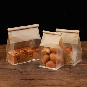 Clear Window Toast Bag, 10pcs Self-sealing Toast Bag, Bakery Loaf Wrappers, Food-safe Paper Bags for Breads, Baking, Kitchen Storage Organizer