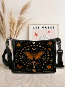 Women's Butterfly Pattern Bag, Fashionable Shoulder Bag for Daily Used, Casual Trendy Versatile High-Quality Daily Commuting Bag, Bohemian Casual Purse