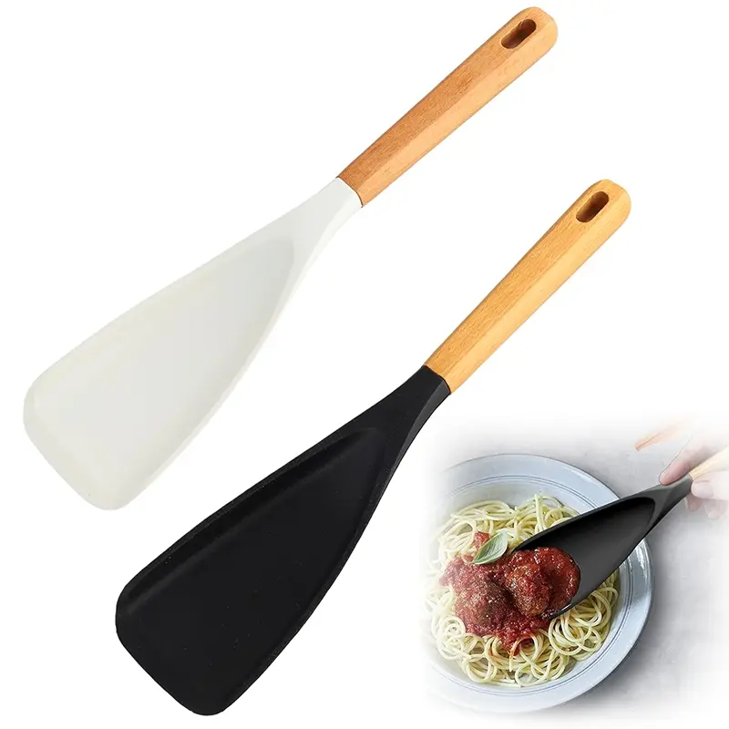 2025 New Spatula Spoon, Multifunctional Spatula Spoon – Multifunction Cooking Utensils for Kitchen, BPA-Free Silicone, Wood Handle, Nonstick Cooking Spoon