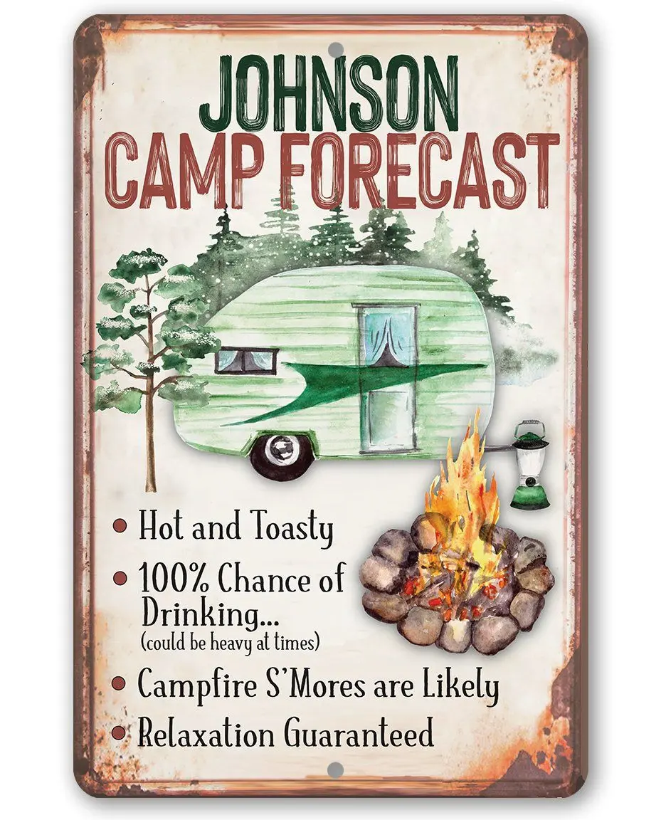 Personalized Epoxy Camp Forecast Aluminium Wall Decor, Lightweight Home Decor Metal Plaque & Sign