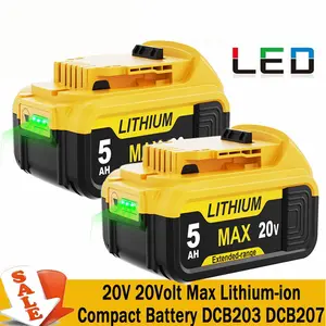 High quality 2Pack For DeWalt 20V 20 Volt Max XR 5.0AH Lithium Ion Battery DCB206-2 DCB205-2