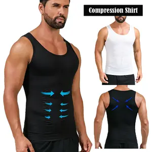 Mens Compression Shirts, Tummy Control Undershirts Compression Shirt Men Shapewear  Vest Compression Tank Top Undershirt