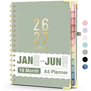 Planner 2026-2027, 18 Month Weekly and Monthly Calendar Planner, Jan 2026 -June 2027, 6.3" x 8.4", Daily Agenda Book with Tabs, College Organizer Notebook, School Supplies for Student Teacher Classroom, A5, Green