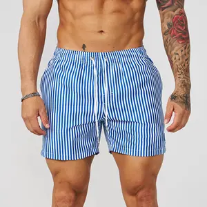 American-style sports three-quarter shorts for men, striped, plus-size, for swimming, outdoor, beach, lightweight, quick-drying, loose-fitting summer shorts