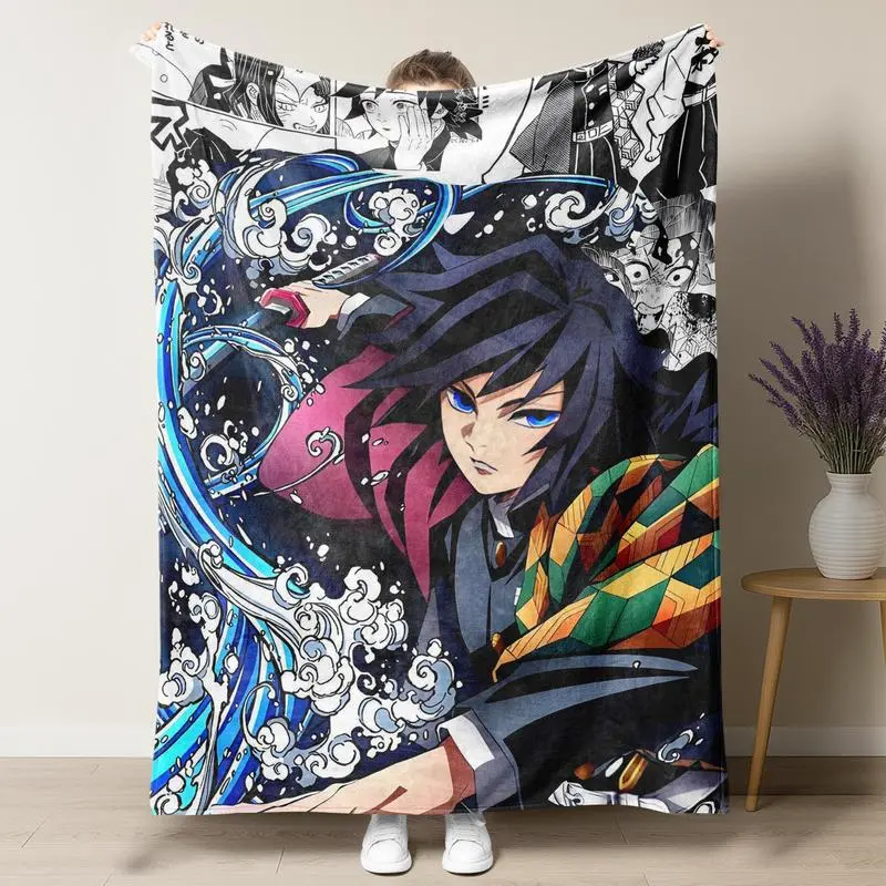 Demon Slayer Hashira Characters Lightweight Flannel Blanket - Premium, Soft Fluffy, Portable Throw with Shinobu, Giyu, Rengoku Collage Art for Beds, Couches; Anime Enthusiasts' Mother's Day, Birthday Gift, Portable Throw Blanket
