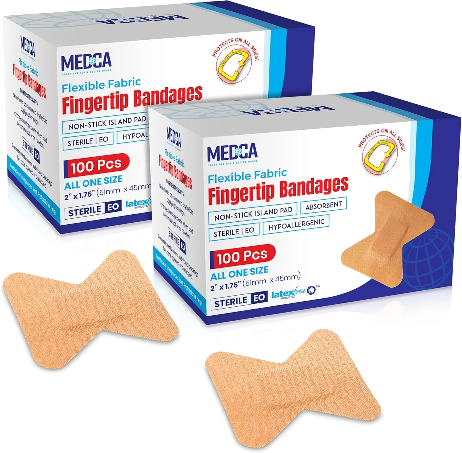 Flex Fabric Adhesive Bandages - Finger-Tip Bandages for Finger Care and Infection Protection