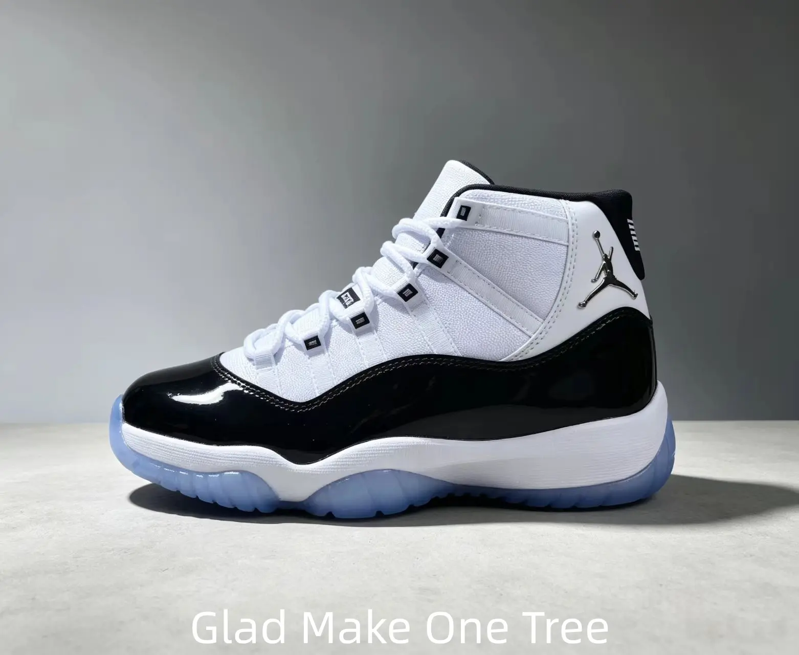 High-Top Basketball Sneakers Featuring A Classic Black Patent Leather And White Mesh Upper With Icy Blue Translucent Outsole For A Timeless Streetwear Aesthetic