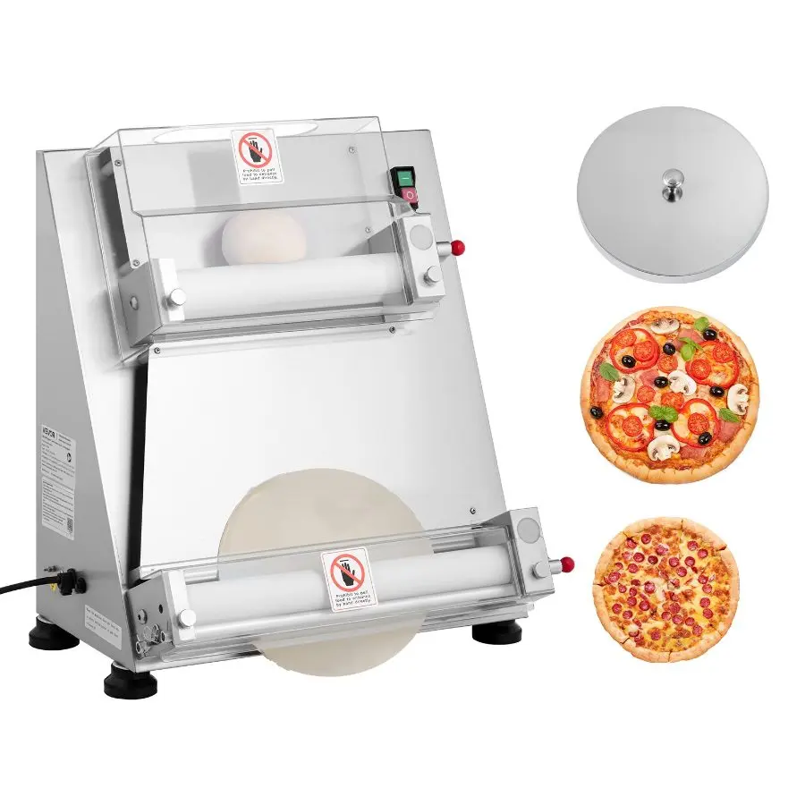 【Summerfinds】VEVOR Stainless Steel Commercial Dough Roller Sheeter, 390W Electric Kitchen Utensils Pasta Maker with Lid, 3-16 in Semi-Automatic Press, 260 Pcs/Hour Adjustable Thickness, 260 Pcs Per Hour