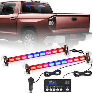 Nilight 162 LED Traffic Advisor Strobe Light Bar 2-in-1 Red Blue  Warning Hazard Lights with Controller 4 Switchable Color 36 Flash Pattern for Trucks Cars Tow Plow Construction Vehicles