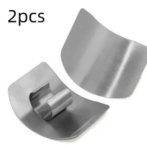 2pcs Stainless Steel Finger Protectors, Kitchen Cutting Gloves, Meat Slicing Hand Guards, Essential Kitchen Tools, Durable & Safe