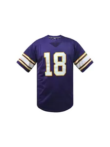 Men's Embroidery Rugby Jersey Breathable T-shirts V-neck Minnesota #18 Justin Jefferson Short Sleeve Embroidered Football Jersey