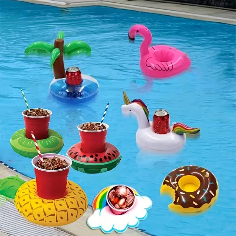 15 Pcs Inflatable Drink Holders Floats Flamingo Pool Cup Holders Inflatable Floating Beverage Beer Rack for Pool Party Hot Tub Lake  Beach Easy to Use  Portable couple gifts