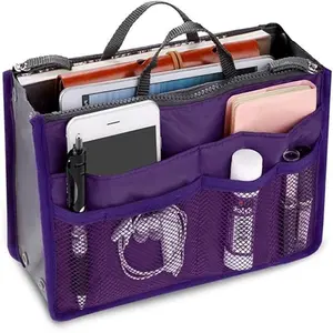 Multi-functional Wallet Storage Bag, 1 Count 13 Pockets Travel Inserted Handbag Organizer, Storage Bag for Travel, Home Organizer, Travel Essentials Bag, Travel Organization Pouch