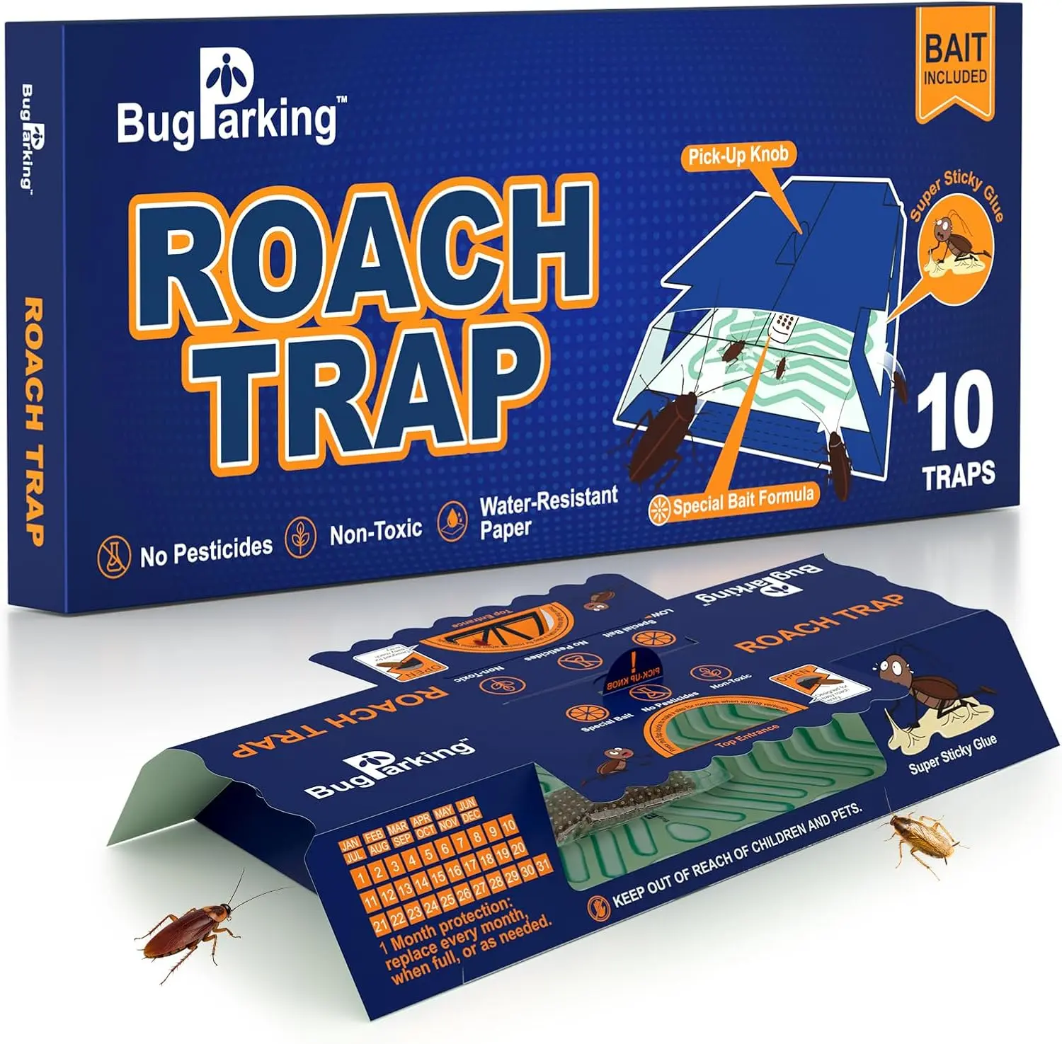 Roach Traps Indoor Sticky Glue Traps for Roaches Cockroach Trap Indoor Home Roach Motels Trap (10 Traps)