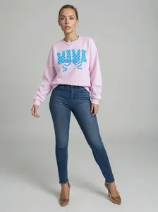 Make Mama's Day Sweatshirt One Mama Inspired Casual Women's Fleece Pullover with Spandex Smooth Stitching Crewneck 8 oz 50/50 Cotton Polyester Long Sleeve Everyday Wear Hoodie NuBlend Fleece Comfort Style Tops