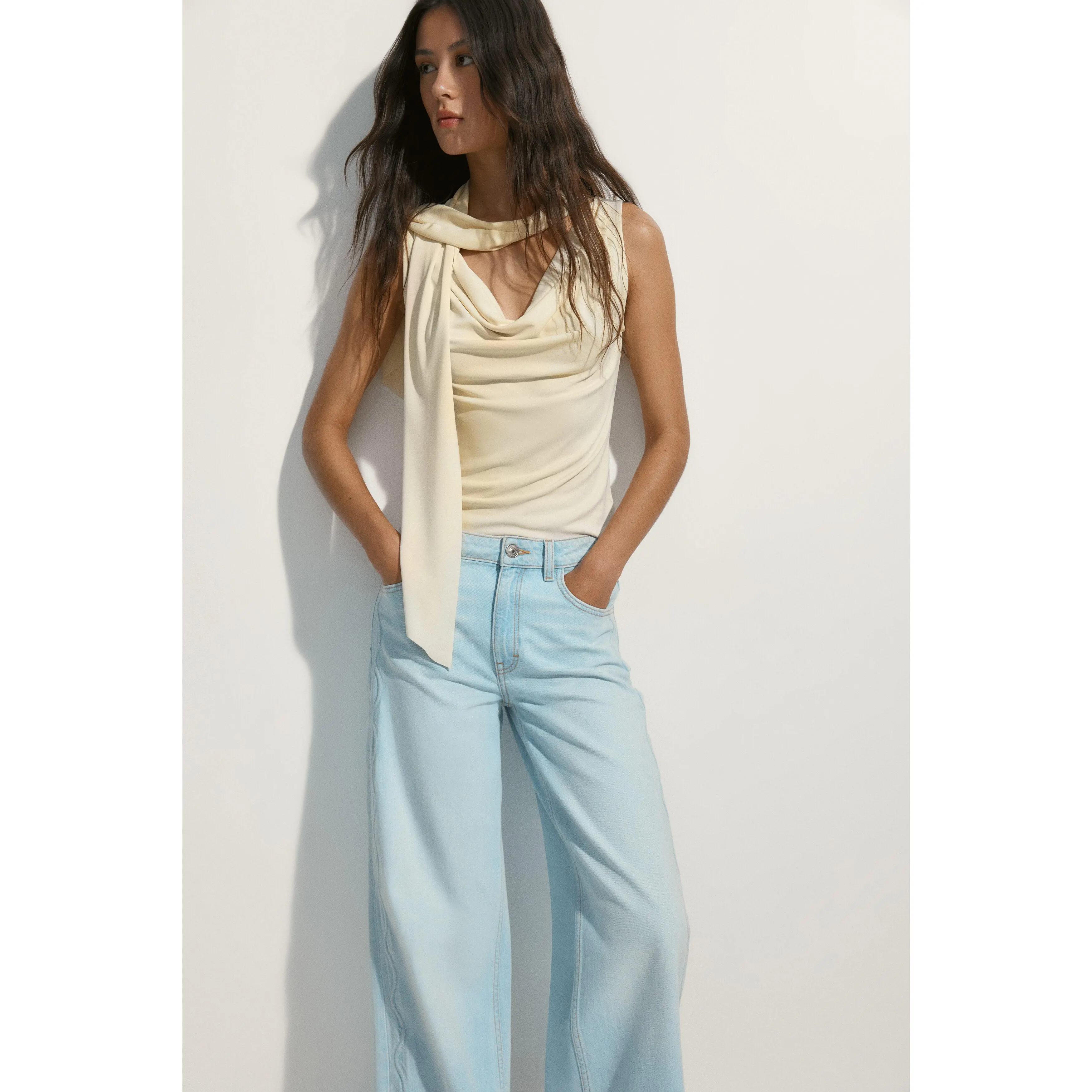 H&M Draped scarf-detail top