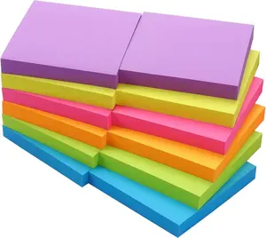 Sticky Notes Set in Neon Colors 18 Pads Self Adhesive Paper for Office School Home Organization Orange Pink Blue Green Decal Sticker
