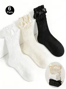 Lolita Lace Trim Knee High Socks, Japanese Princess Style Long Tube Socks, Summer Autumn Match Loafers Canvas Shoes Socks Women