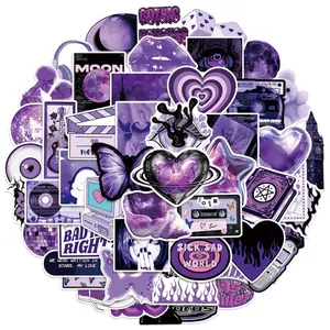 50Pcs Y2K Aesthetic Purple Girl Stickers Pack for DIY Scooter Helmet Car Luggage Laptop Decoration