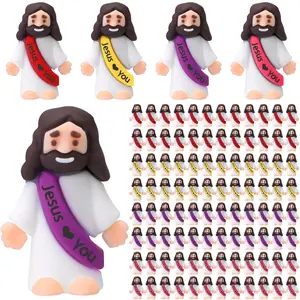 100Pcs Mini Jesus Figures Original Desig Easter Egg Stuffers Little Jesus Figures Easter Jesus love You Figures to Hide and Seek Sunday School Religious Party Share Gifts