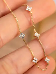 18K Gold Plated Flower Design Anklet, Fashionable Jewelry for Women & Girls, Trendy All-match & Exquisite Jewelry for Birthday Gift, Flower Design Bracelet